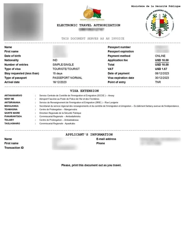 Madagascar visa
