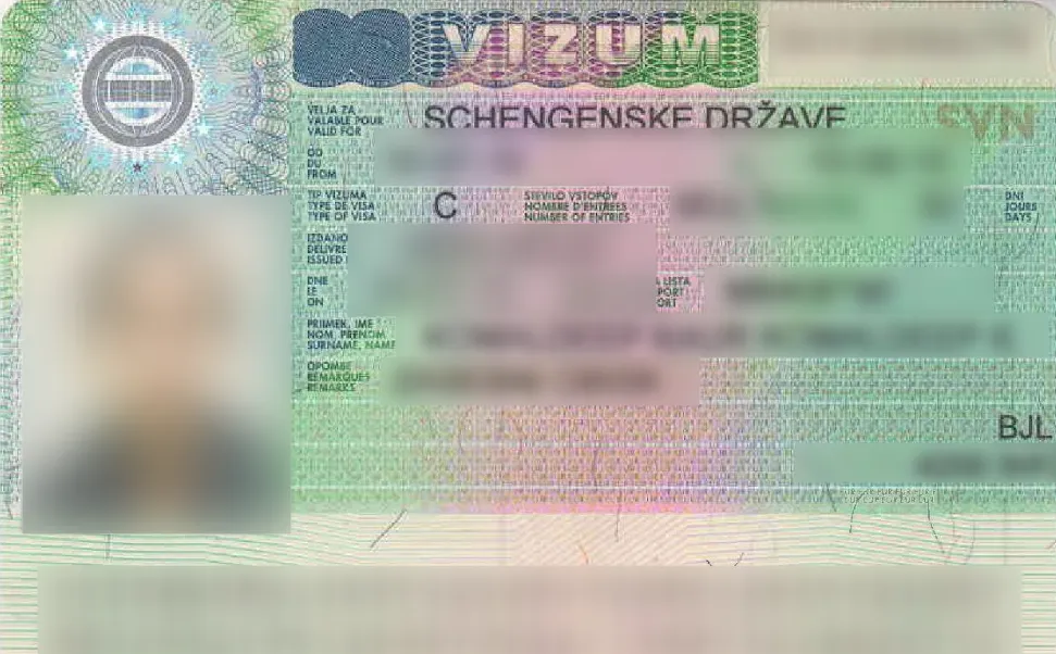 sample Schengen Visa.