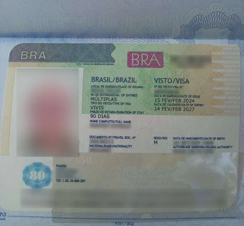 Brazil visa sample