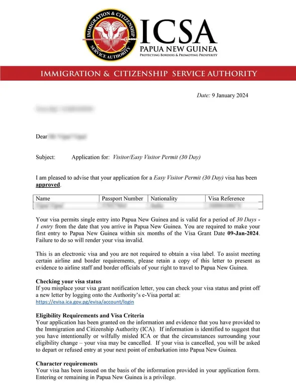 Papua New Guinea e-visa