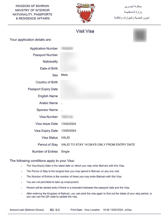 Bahrain e-visa