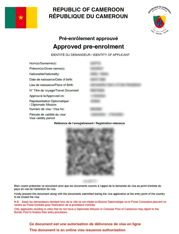 Cameroon Approved Pre-enrolment